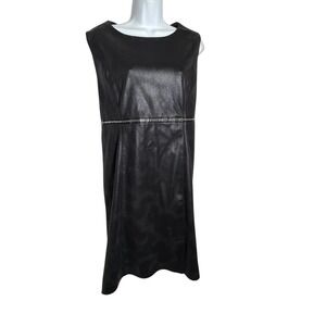 GOLBARY DRESS size 16 (Israeli brand size 46) Black Faux Leather Dress PERFECT‎